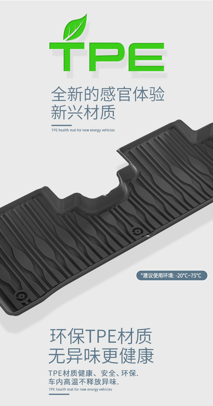 Car Floor Mats for 25 Hiace 05 EV Dedicated Full Weather TPE Trunk Mat