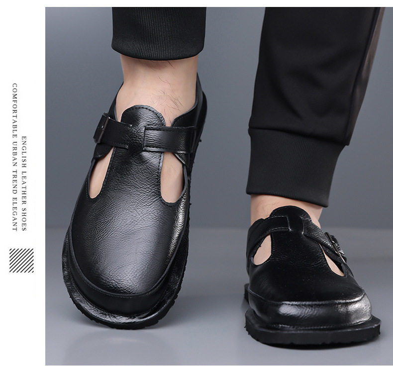 Dép sandal nam bít mũi kiểu La Mã cỡ lớn chống trượt, đế cao su, thoáng khí — Màu nâu, màu đen chi tiết 18