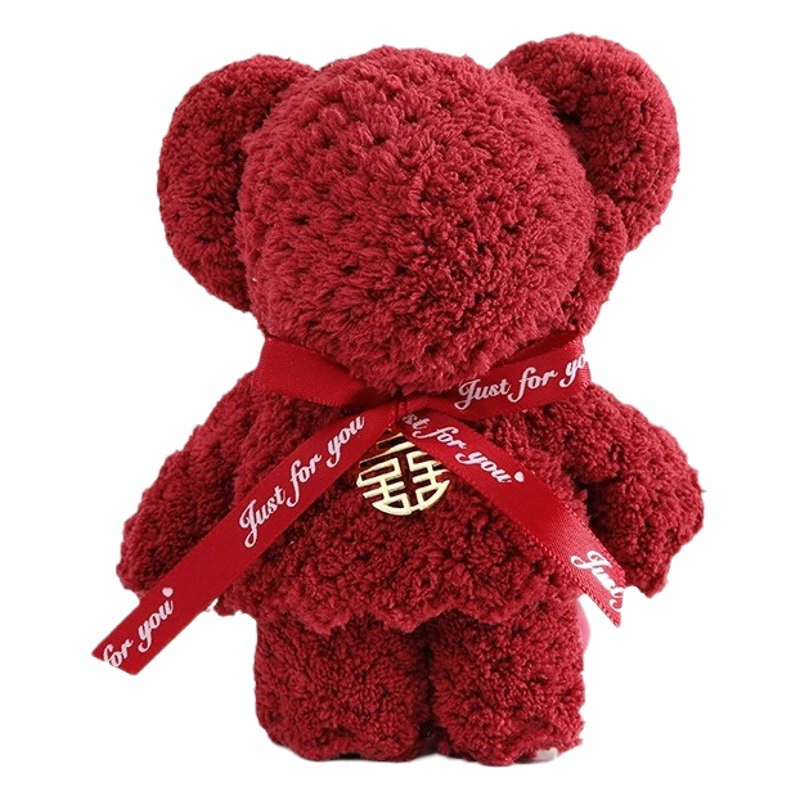 Сувенирное коралловое бархатное полотенце с медведем невесты на день рождения, открытие медведя по индивидуальному заказу