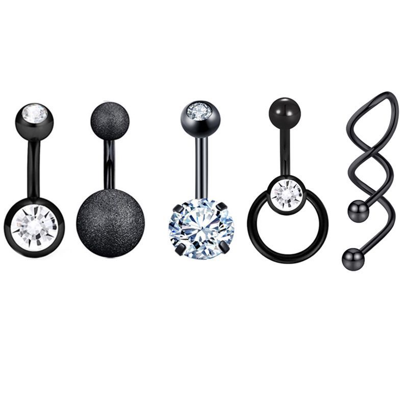 Star 5-Piece Belly Button Ring Set Stainless Steel Navel Jewelry Dangle Star Body Piercing detail image 10