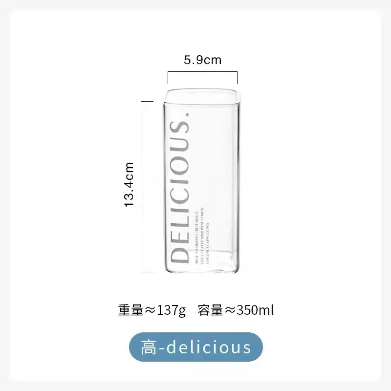 Nórdico cuadrado borosilicato vidrio hogar desayuno taza de leche boca cuadrada creativo bebida taza Jugo