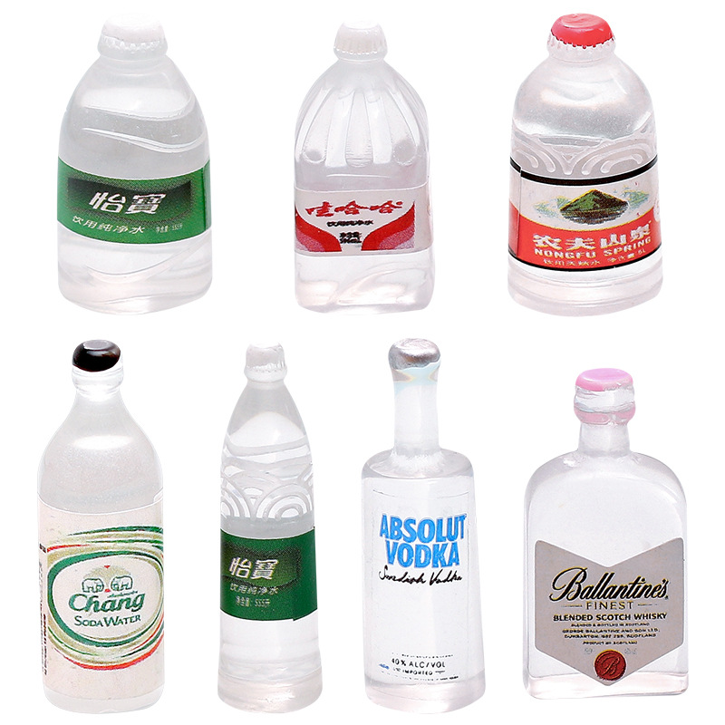 仿真怡宝娃哈哈农夫山泉矿泉水瓶子酒瓶diy车饰夜灯摆件树脂配件