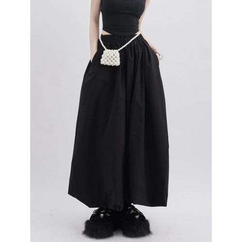 Japanese-style relaxed sporty-inspired loose bud-shaped skirt | Summer elastic high-waisted flared umbrella skirt | Long dress