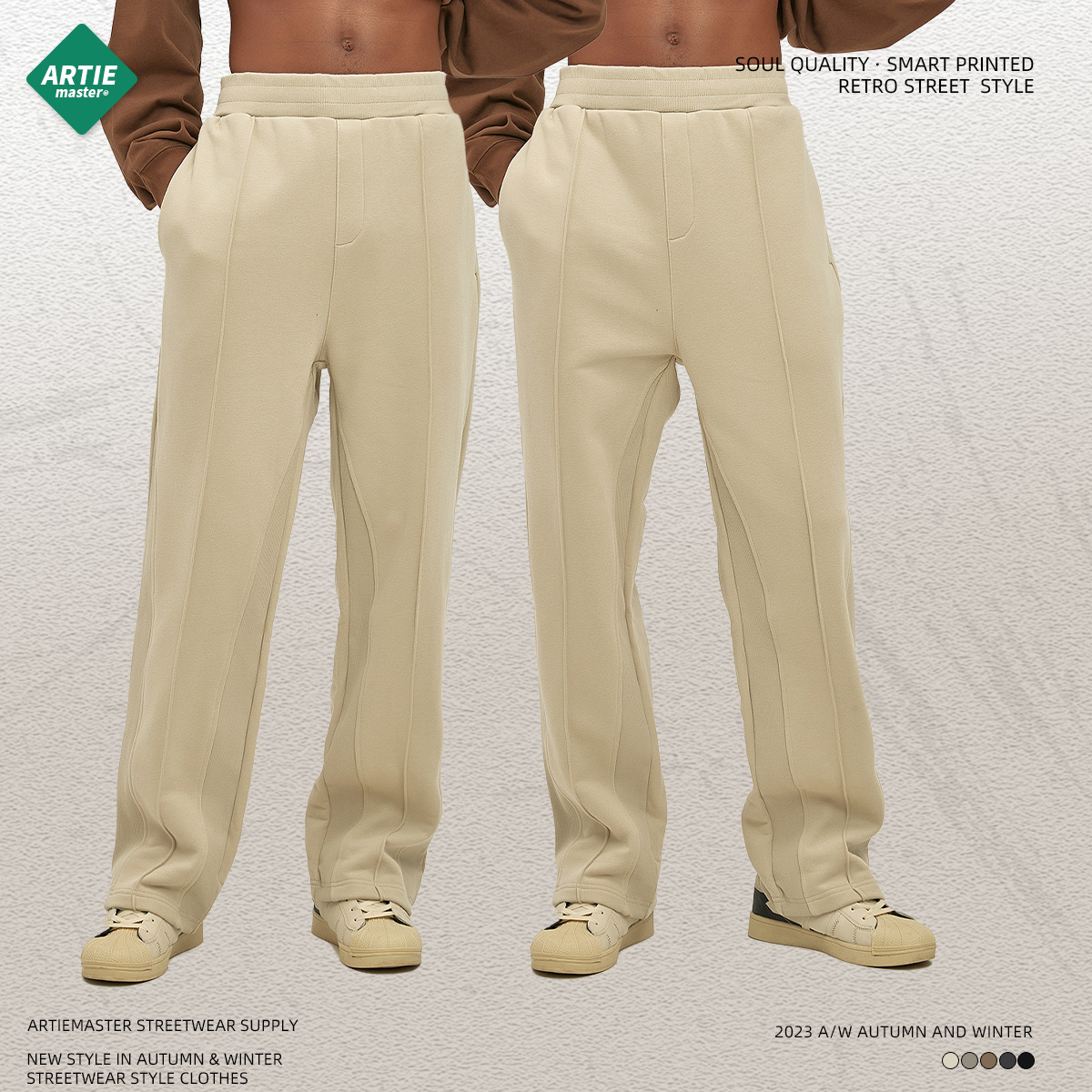 Artie hombres Slim nuevo 365G terciopelo de seda pantalones rectos micro cuerno cordón costura suelta casual