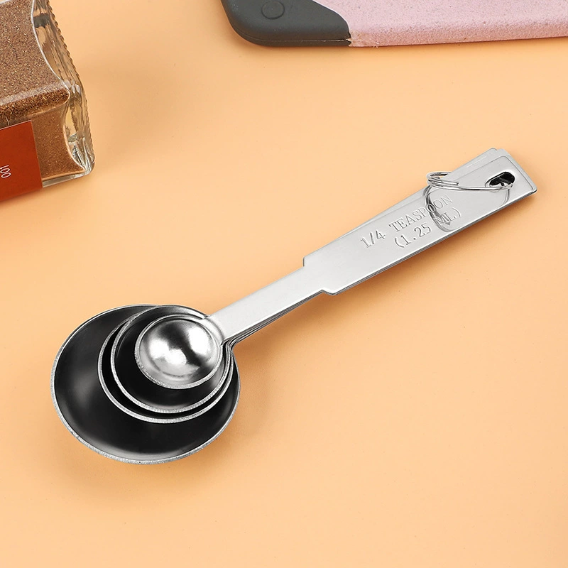 Stainless steel measuring spoons set of 4, coffee spoons with measurement scales, kitchen baking seasoning tools