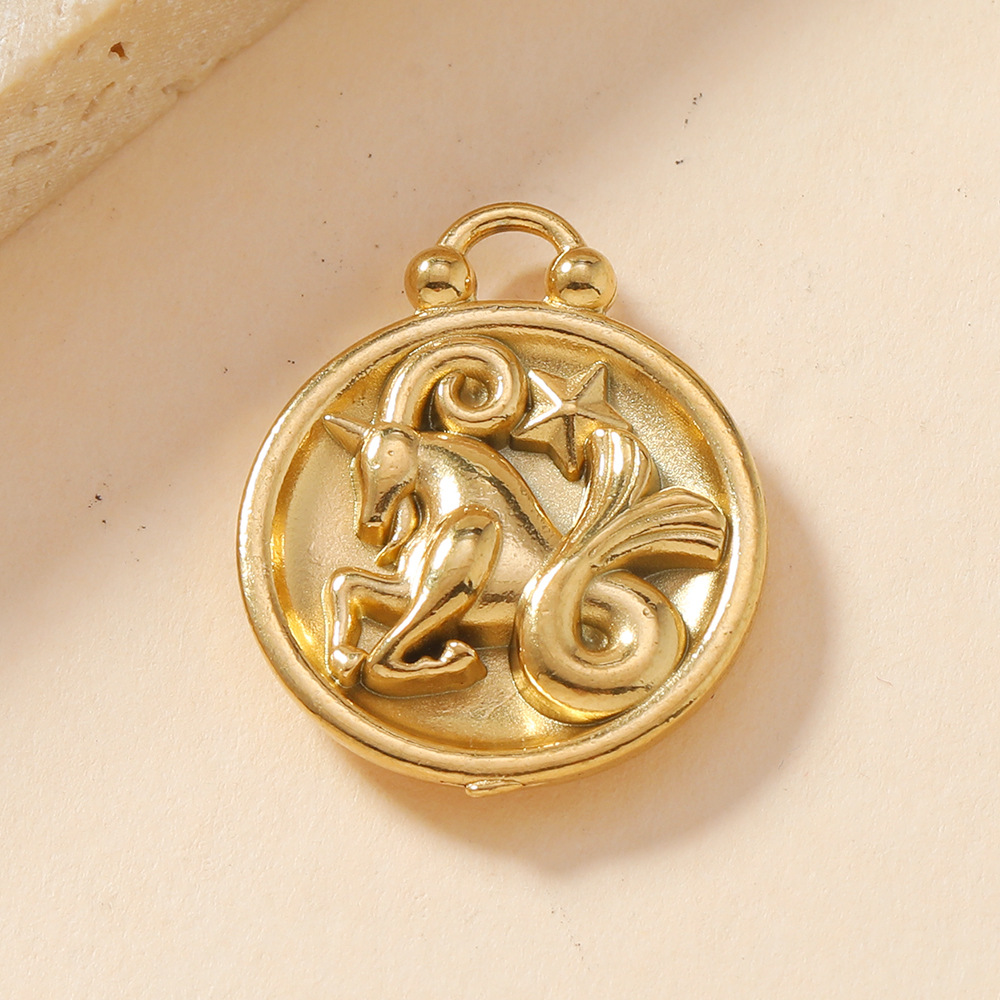 Colgante único Venta caliente europea y americana Colgante de fundición de doce constelaciones Pulsera Collar Accesorios de bricolaje Joyería de acero inoxidable de 18 quilates