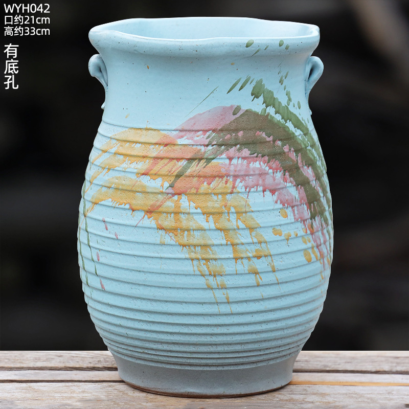 大口径植木鉢、大型家庭用リビングルーム盆栽、金のなる木鉢、通気性のある陶器の植木鉢|undefined