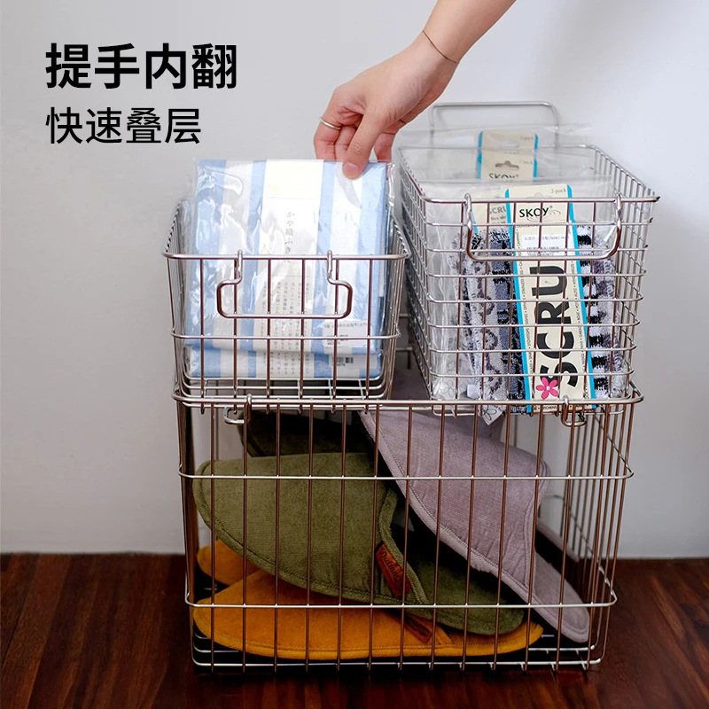 クロスボーダー304ステンレスキッチン収納テーブルスナック収納バスケットキッチン収納バスケット整理バスケット|undefined