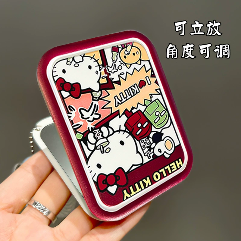 Cute double-sided folding handheld high quality mirror for elementary school students, wholesale