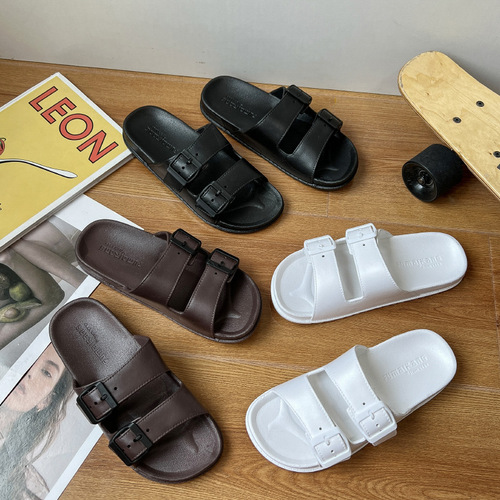 Men's Summer New Slippers for Home Indoor and Outdoor Wear, Soft Sole Couple Pure Color Slippers for Men, Beach Shoes