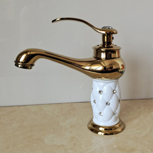 European-style black wash basin faucet hot and cold bathroom white wash stand wash basin single hole under-counter basin faucet