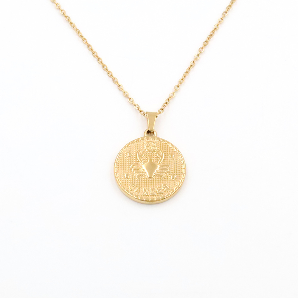 18g Weight Pendant Necklace Classification 1 Piece Quantity Daily Occasion Stainless Steel, Titanium Steel Material Constellation Pattern Unisex Gender Plating Design Streetwear Style Streetwear Constellation Stainless Steel Titanium Steel Pendant Necklace In Bulk 10