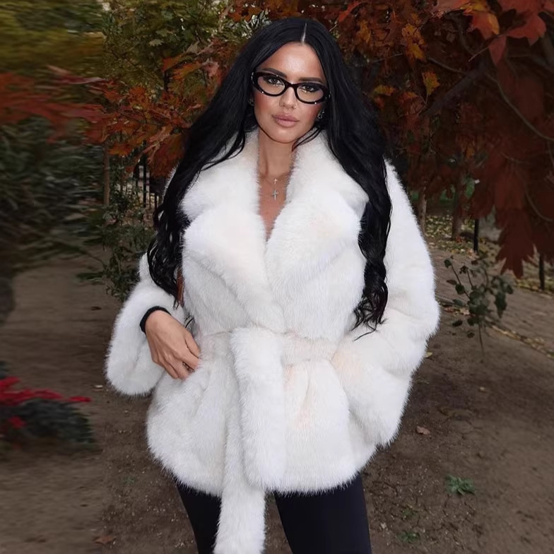 Amazon European and American Cross-Border Wholesale Fashion Hot-Selling Faux Fur Lapel Coat Suit Collar