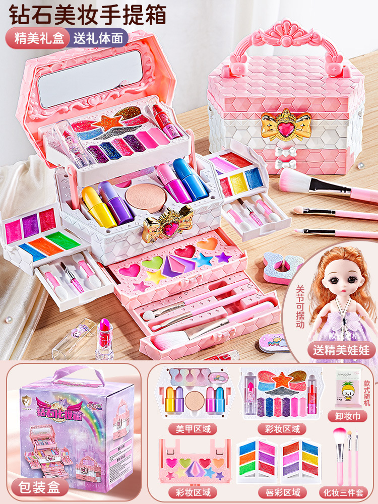 Juegos de juguetes de maquillaje para niños no tóxicos regalos de cumpleaños para chicas princesa caja de maquillaje esmalte de uñas