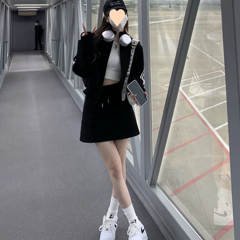 Специальная утечка ~ Корейский повседневный дикий костюм женский летний новый бокий свитер куртка юбка из двух частей