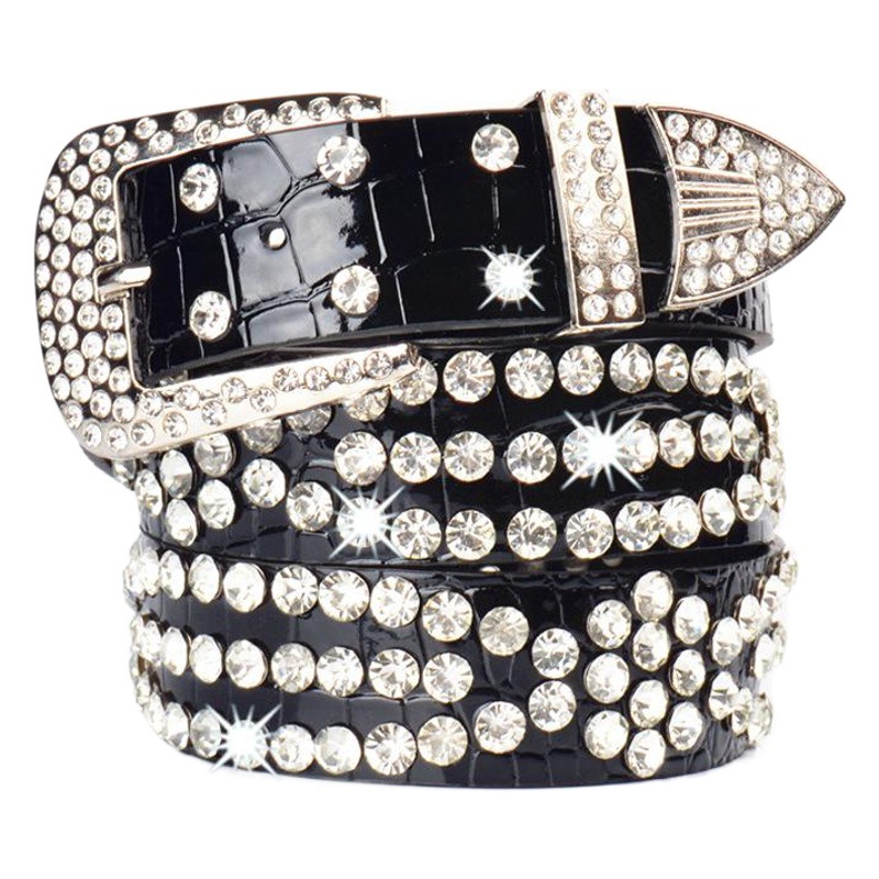 Cinturón mujer con diamantes de imitación, hebilla moda, para jeans o falda