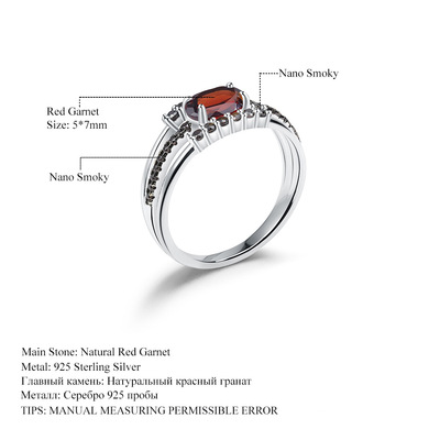 設計感奢華高級感天然石榴石戒指 繁華系列925銀鑲嵌天然彩寶戒指