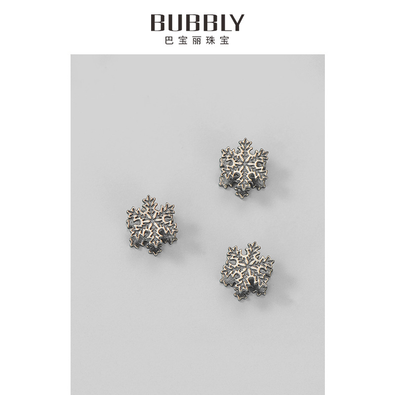 s925純銀泰銀復古雙層雪花隔珠DIY手工編繩串珠水晶手鍊飾品配件