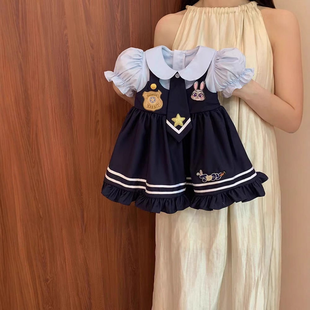 Vestido de princesa Lolita de siete niñas de limón salado estilo occidental 2025 nuevo vestido de policía de conejo de bebé de niña de verano