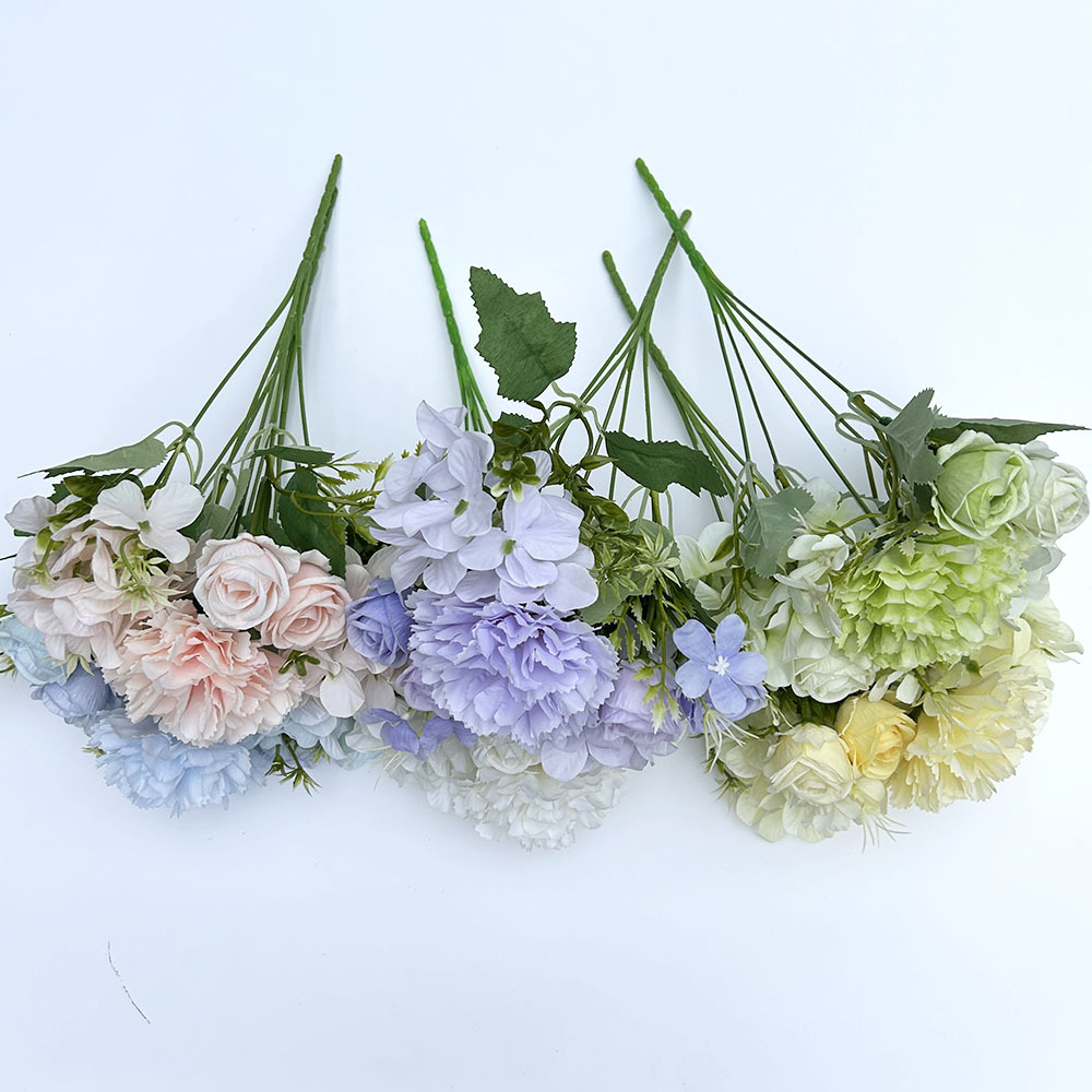 Artificial flower carnation combination flower home table small rose  flower soft Nordic hydrangea_voghion.com