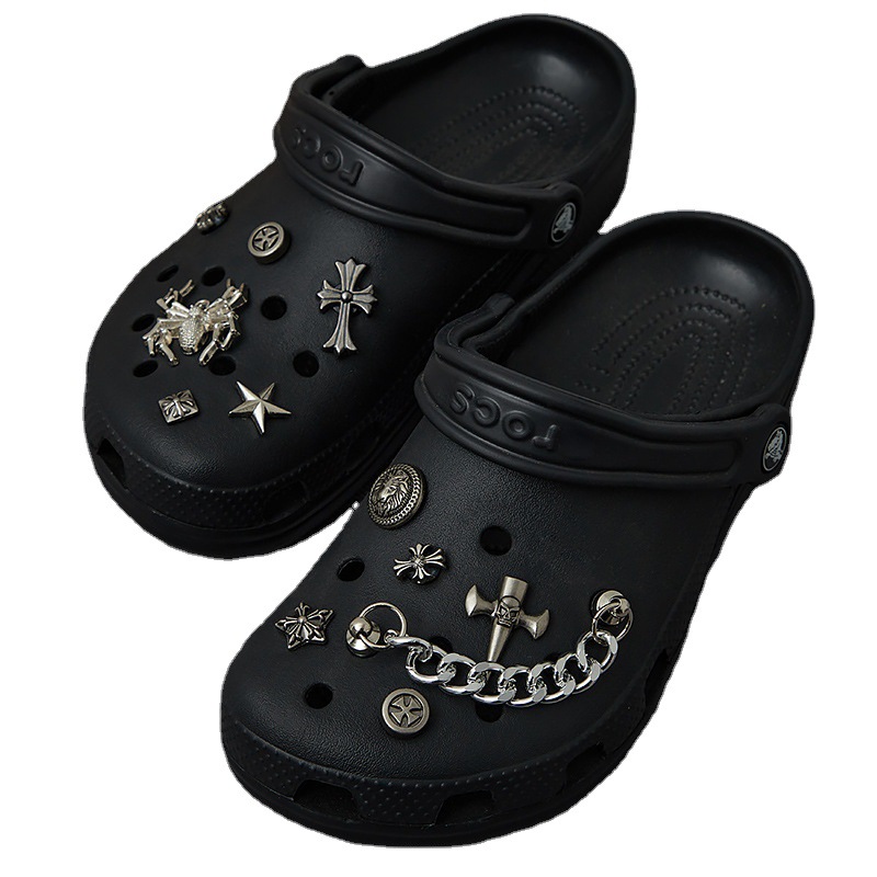 Adecuado para carlochi Cruz agujero zapatos accesorios zapatos DIY flor zapato hebilla decorativa hebilla retro extraíble accesorios de metal