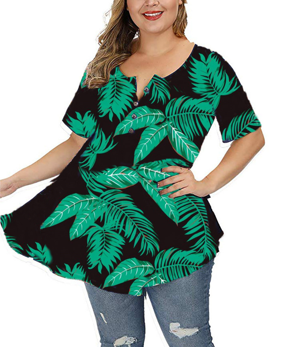 Transfronterizo 2025 Amazon estación independiente Aliexpress nueva camiseta de botón de manga corta de cuello en V image 11