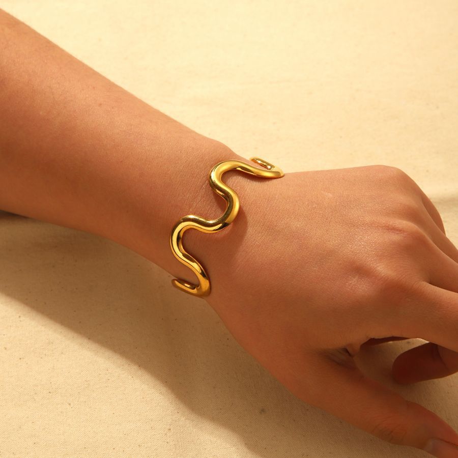 5g Weight Wholesale Jewelry Vintage Style Simple Style Geometric 304 Stainless Steel 18K Gold Plated Plating Rings Bracelets