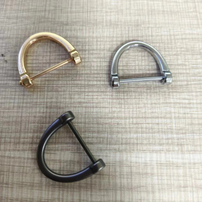 Horseshoe buckle D-shaped metal hardware anti-loss accessory keychain pendant, gunmetal and three colors available, 19mm cross screw