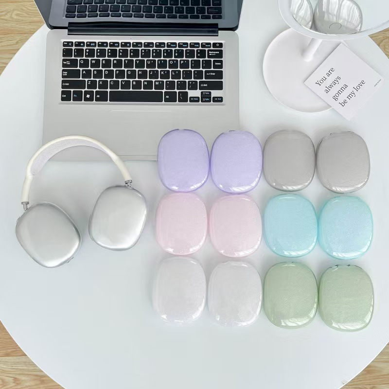 Para AirPodsMax, cubierta protectora de auriculares grandes, cubierta transparente TPU, cubierta de auriculares multicolor a prueba de caídas