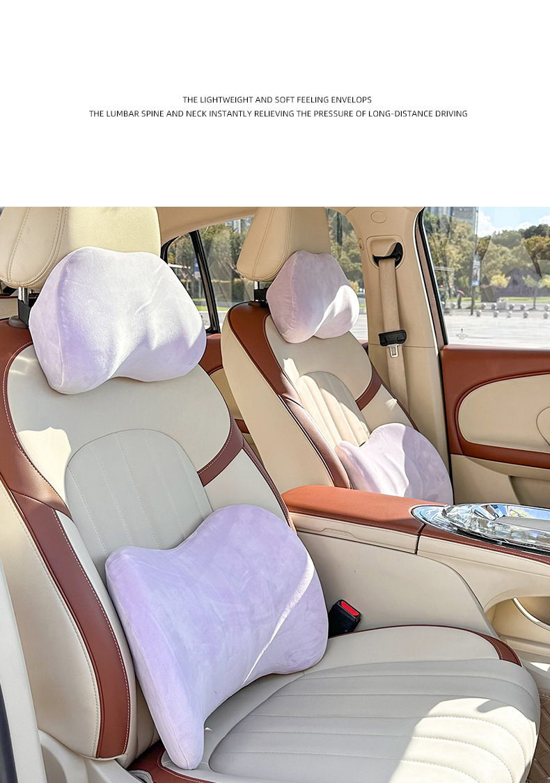 Simple Car Headrest, Neck Pillow, High-End Memory Foam Car Lumbar Cushion, Winter Plush Car Lumbar Cushion