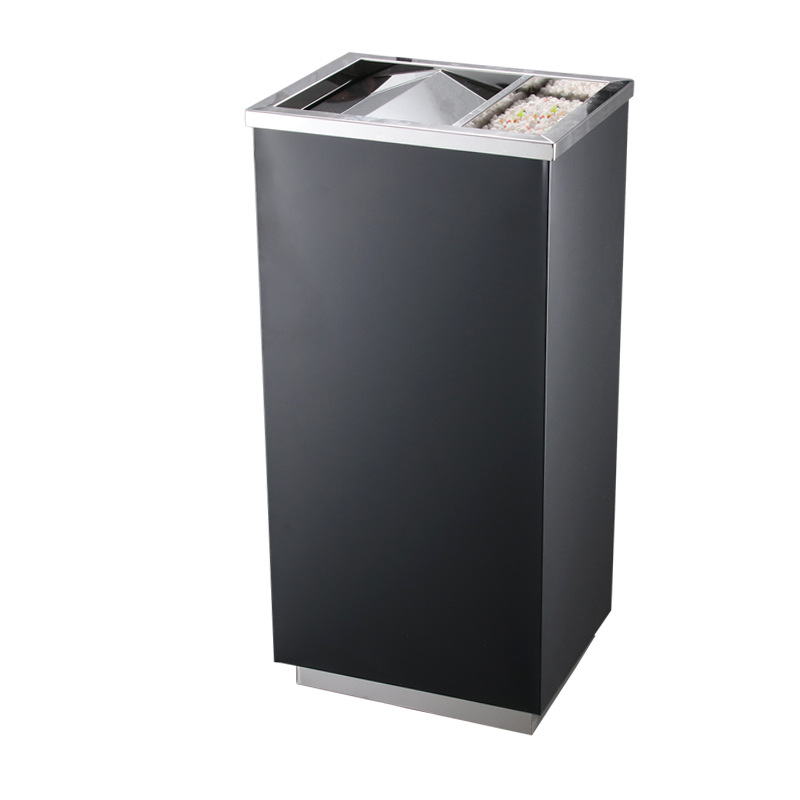 Hotel de acero inoxidable vestíbulo tambor de basura columna de cigarrillo tambor de extinción de humo con cenicero área de fumar al aire libre ascensor de alta calidad