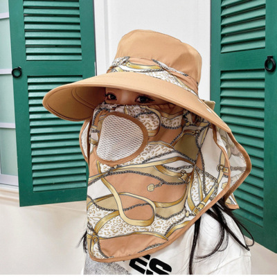 春夏季女帽 韓版時尚遮陽防曬女帽沙灘帽子帶披肩護脖騎車漁夫帽