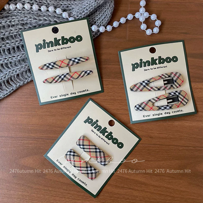Детская заколка (pinkboo) клетчатая корейская hairgrip, аксессуар для чёлки на осень