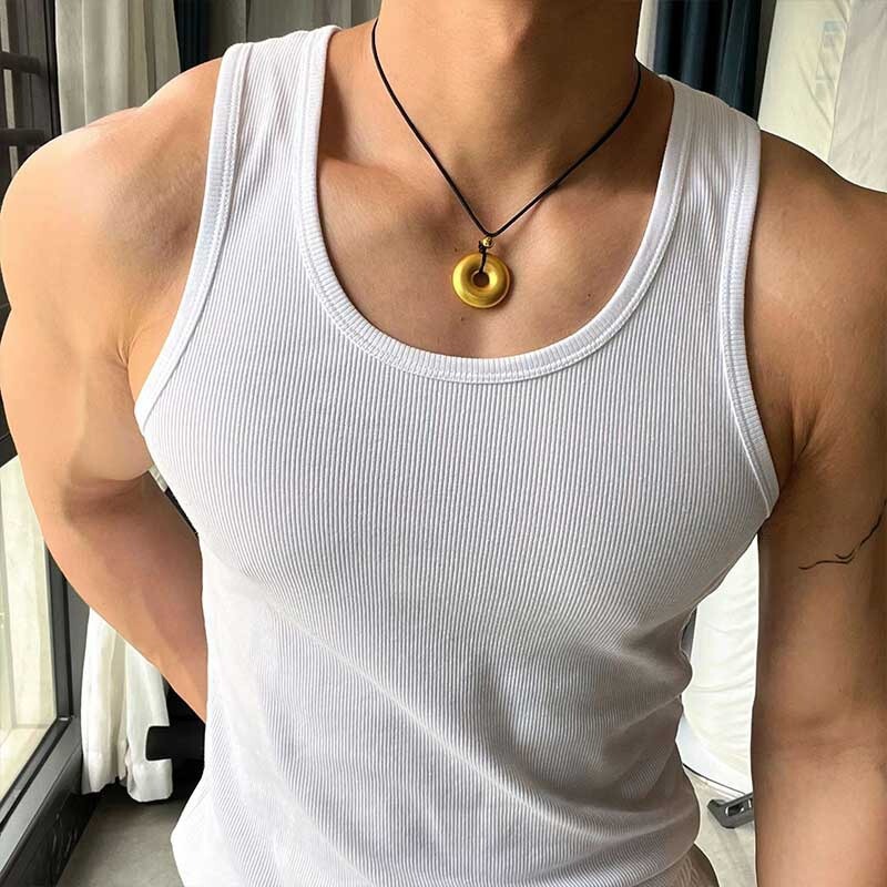 纯棉背心男运动健身紧身修身打底弹力无袖跨栏内穿夏季两根筋汗衫|undefined