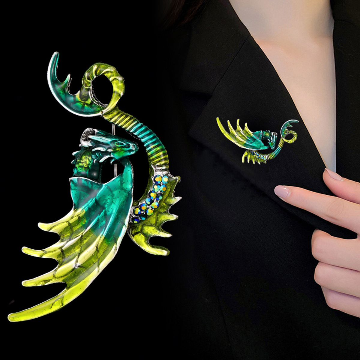 Europäisches Emaille Drachen Brosche Für Herren Anzug Und Sakko_voghion.com