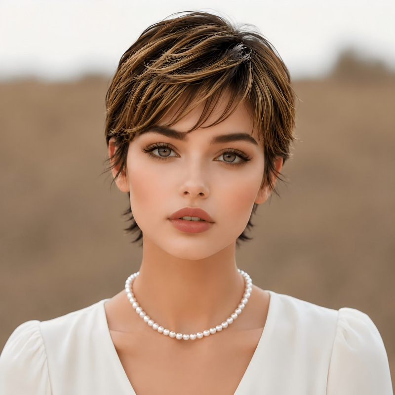 Cross-border silver-gray layered short curly wig for middle-aged and elderly women, featuring a grayish-white side-swept bangs and high-temperature synthetic fiber short hair, full head cover Cross-border silver-gray layered short curly wig for middle-aged and elderly women, featuring a grayish-white side-swept bangs and high-temperature synthetic fiber short hair, full head cover