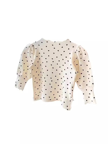 Spring and Autumn Girls' Basic Top for Babies, Baby Stylish Children's Personality Trend Brand Korean Version with Moss Edge and Heart Bubble Sleeve