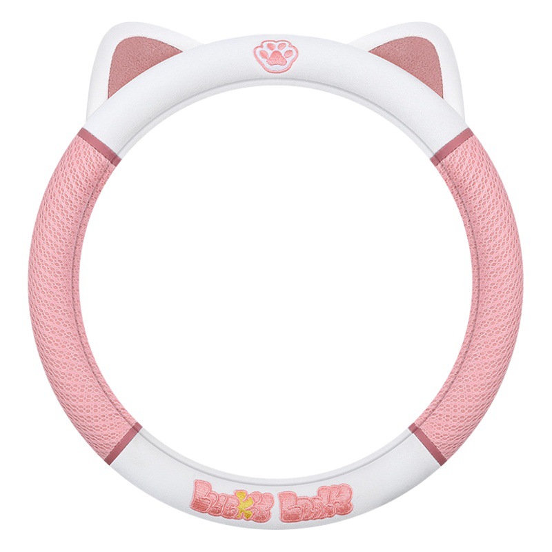 Coche ins lindo de dibujos animados dulce gato cubierta del volante cuatro estaciones aplicable malla diseño gatito cubierta de la manija del coche