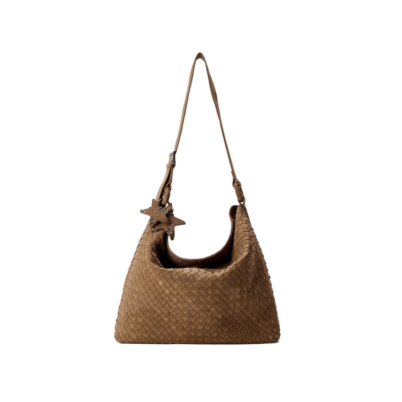 ECODAY large suede woven tote bag, women's commuter shoulder bag, underarm crossbody bag, caramel color, original design ECODAY large suede woven tote bag, women's commuter shoulder bag, underarm crossbody bag, caramel color, original design