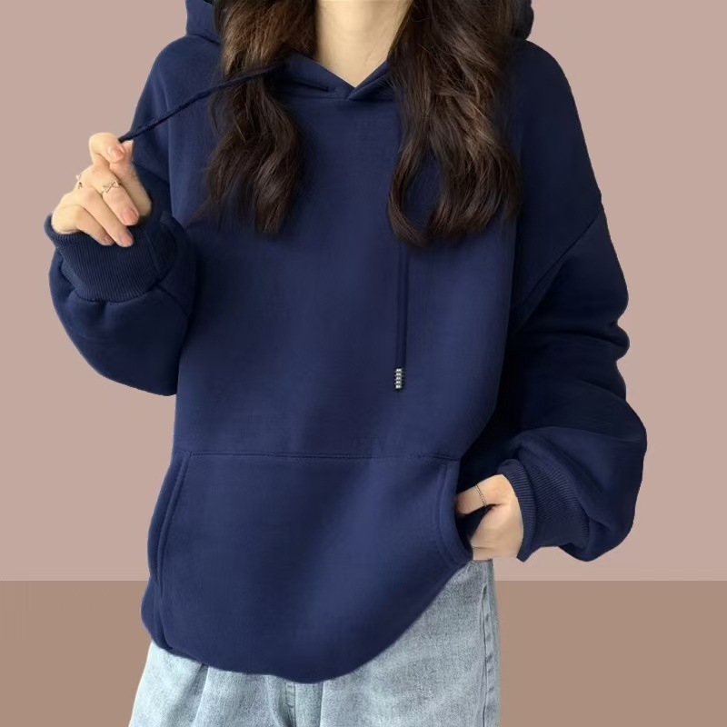 加绒连帽卫衣女情侣装2025秋冬宽松bf慵懒风休闲外套帽衫女装外贸|undefined