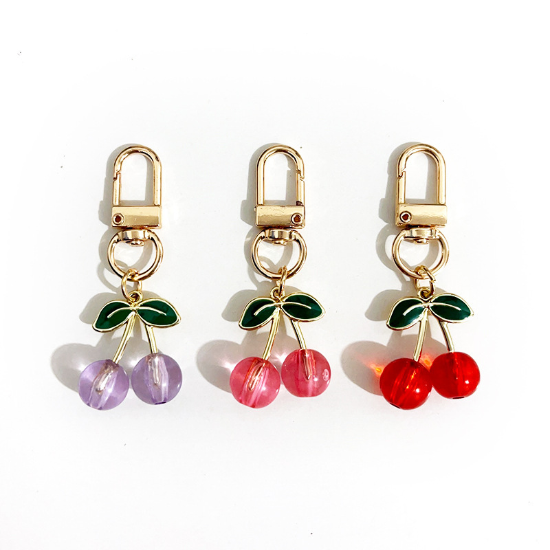 Cross-border Red Cherry Pendant Alloy DIY Zipper Head Buckle AirPods Protective Case Hanging Fruit Keychain