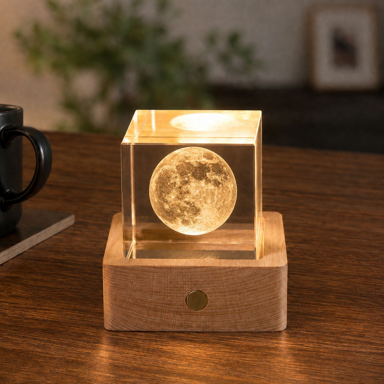 Lámpara de Noche de Cristal con Forma de Nube, Cubo Pequeño de Cristal, Adorno Creativo para Escritorio, Lámpara de Noche, Árbol de Cristal, Regalo para Niña, Transfronterizo