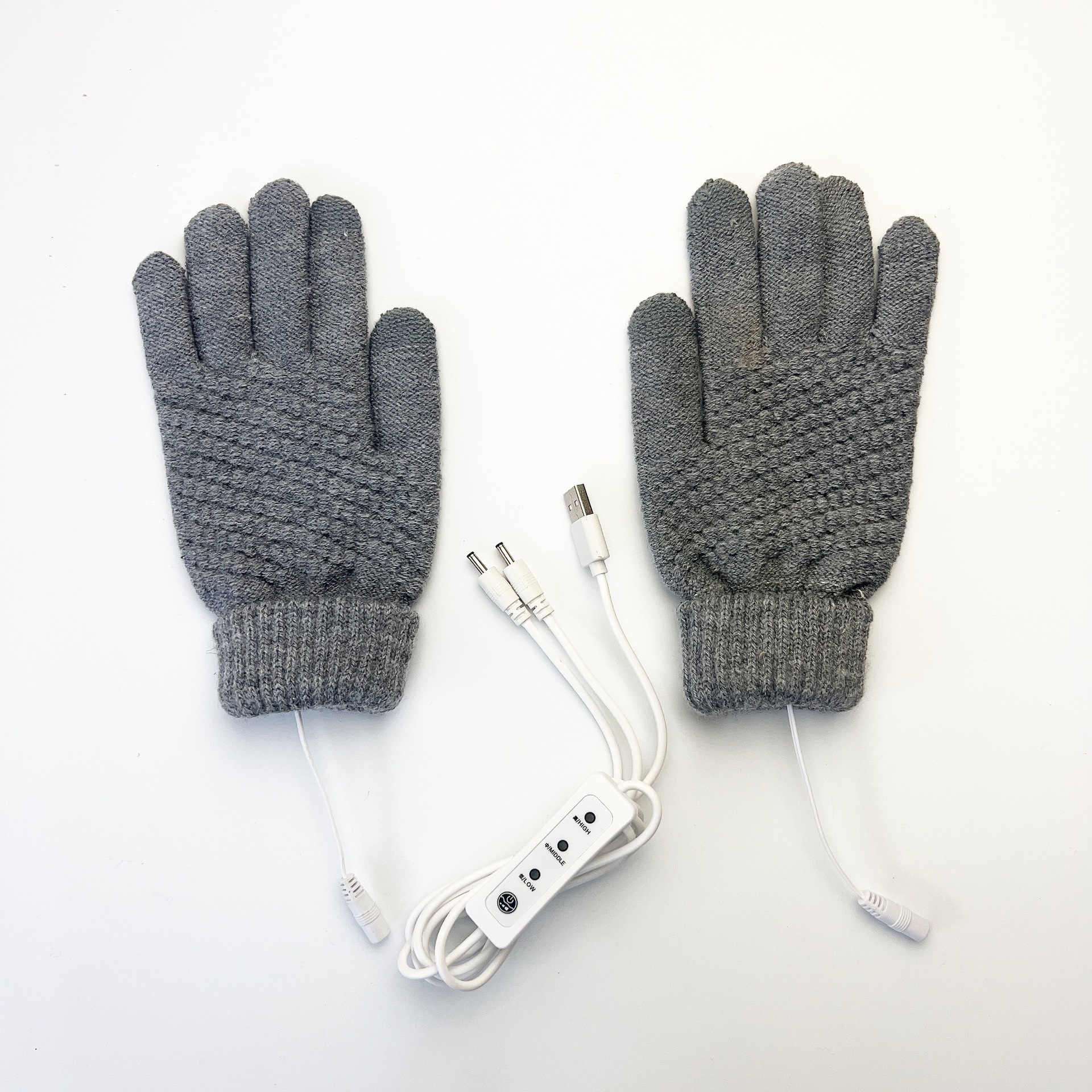 A cuadros de manga larga invierno pantalla táctil térmica suministro directo de fábrica Guantes eléctricos USB exclusivos transfronterizos 5-Dedo de punto de piña