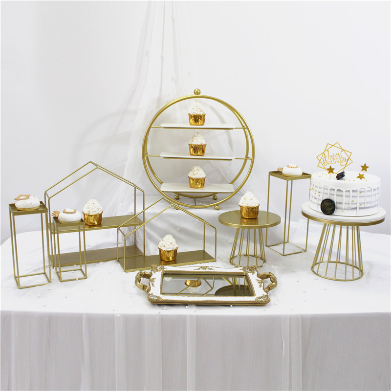Decoración de mesa de postre de estilo europeo soporte de exhibición té de la tarde plato de merienda estante de la torta comida fría té romper la mesa decoración Arreglo de La boda