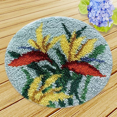 Wool Embroidery Floor Mat Crochet Embroidery | Avtomobil döşəmə paspasları - zd044-flowers-and-plants-38cm-white-net-cross