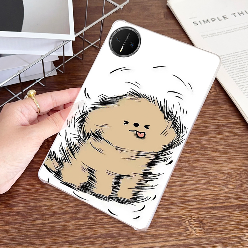 适用华为MatePadMini平板保护套透明硬壳卡通情侣简约小狗ins风潮