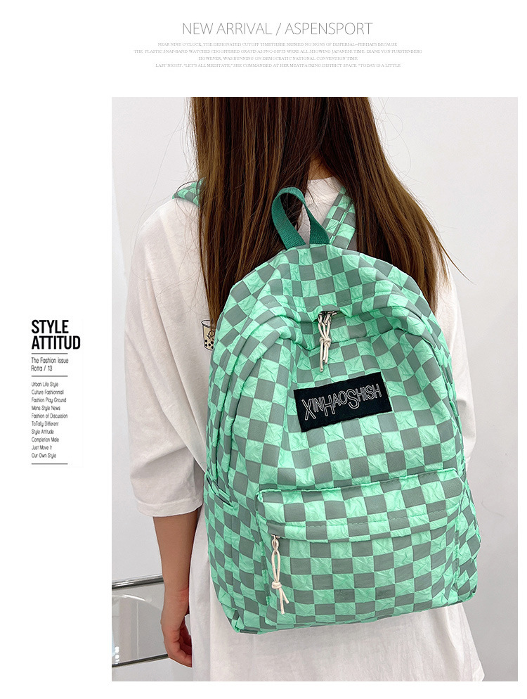 Korean ins artistic trend checkerboard checkered backpack, Japanese Harajuku style fresh and clean high school and junior high school student bag undefined