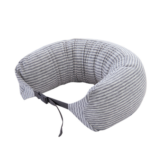 WU01 Plain Knitted Cotton U-shaped Neck Pillow Good Quality Travel Car Airplane Cushion Granular U-shaped Pillow