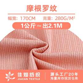 摩根罗纹面料 280g涤纶弹力双面针织螺纹布 坑条时装休闲套装布料