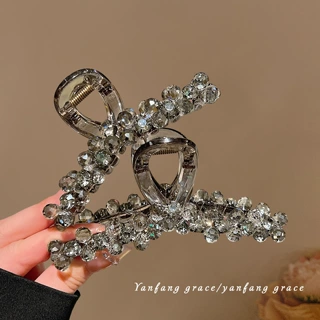 带水钻抓夹女高级感轻奢水晶重工发量多大号发夹后脑勺鲨鱼夹发饰
